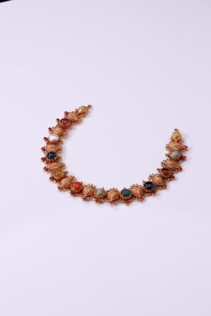 Signature Navaratana Antique Gold Necklace