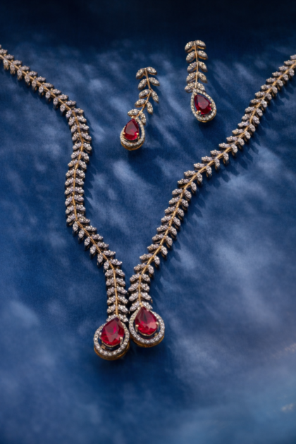Contemporary Diamond And Ruby Necklace