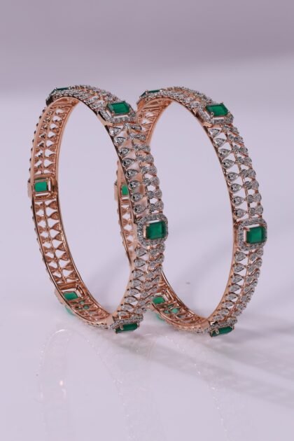 Diamond & Emerald Gold Bangle