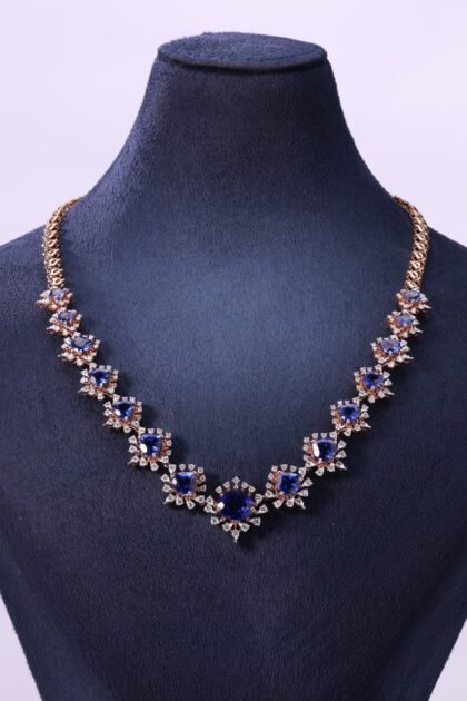 Diamond & Blue Sapphire Gold Necklace
